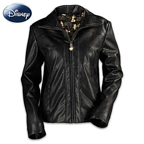 Mickey Mouse Black Faux Leather Women's Jacket