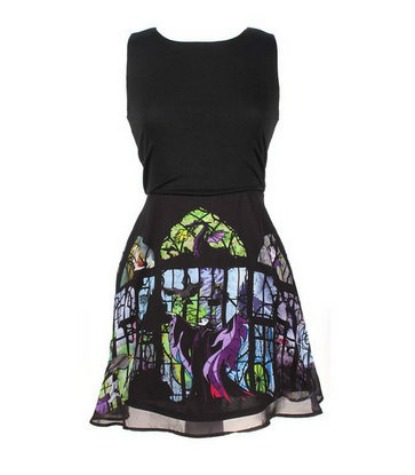 Maleficent Disney Sleeping Beauty Stained Glass Chiffon Dress