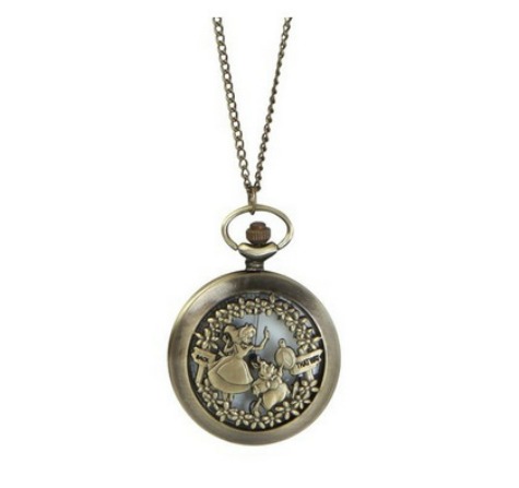 Alice In Wonderland Drink Me Antique Bronze Pocket Watch Necklace