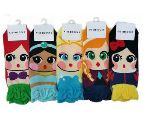 Disney Princess Character Socks Elsa, Anna, Ariel, Snow White, Jasmine