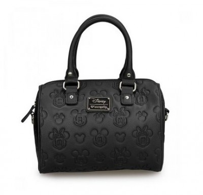 Loungefly Mickey & Minnie Black Embossed Cross Body Handbag